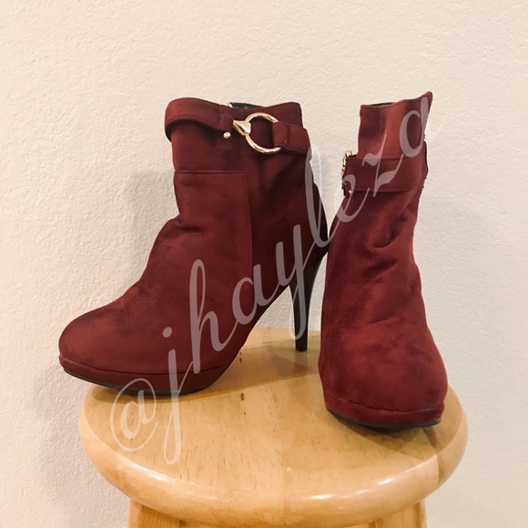 VERO CUOIO: Dark Red Ankle Boots - Picture 1 of 4